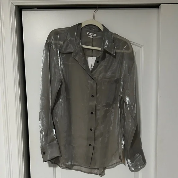 Reformation Metallic Sheer Blouse - Picture 4 of 5